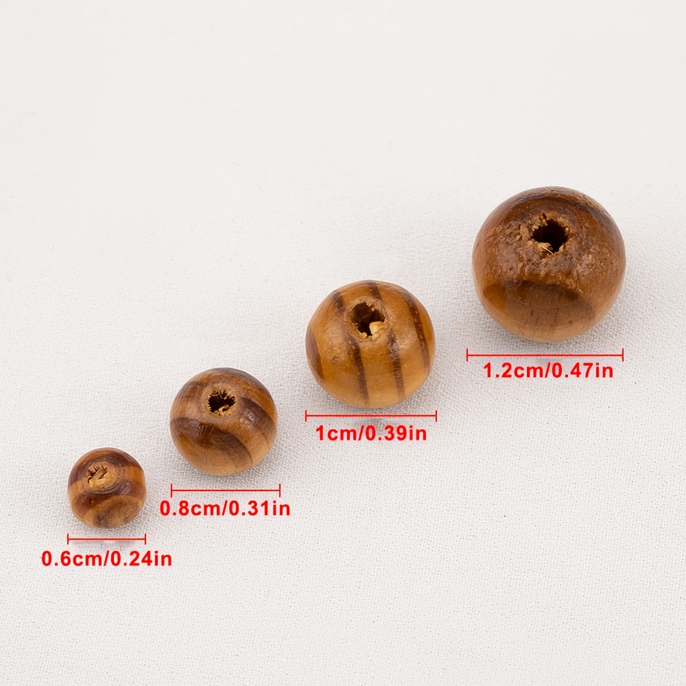 New Chinese Style Pine Wood Grain Round Beads for DIY